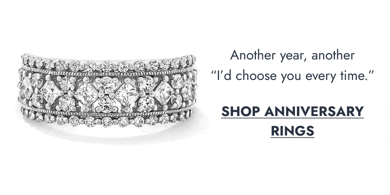 Princess-Cut Diamond Multi-Row Anniversary Ring in white Gold. click shop anniversary rings.