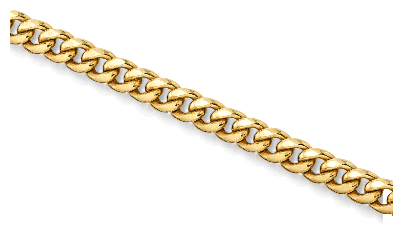 Rotating GIF featuring three different classic yellow gold chain bracelets and necklaces.