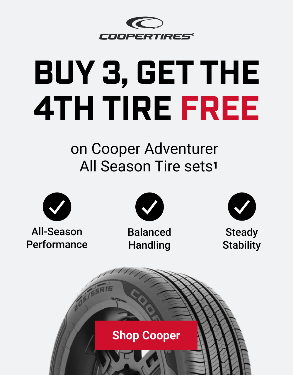 BUY 3, GET THE 4TH TIRE FREE(1)