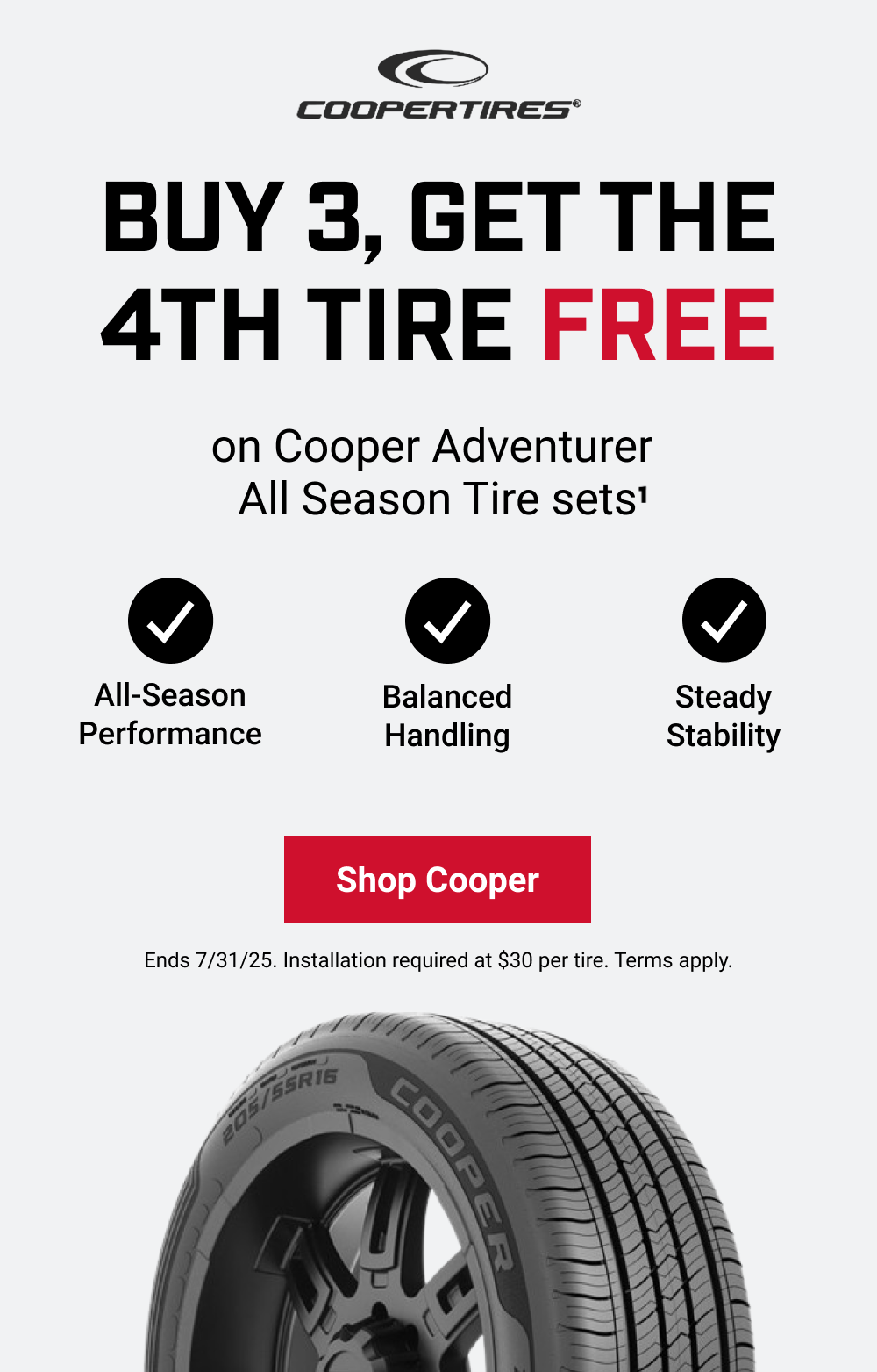 BUY 3, GET THE 4TH TIRE FREE(1)