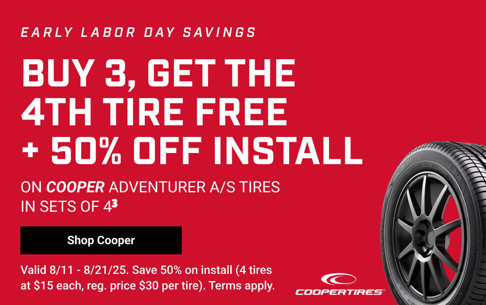BUY 3, GET THE 4TH TIRE FREE + 50% OFF INSTALL(3)