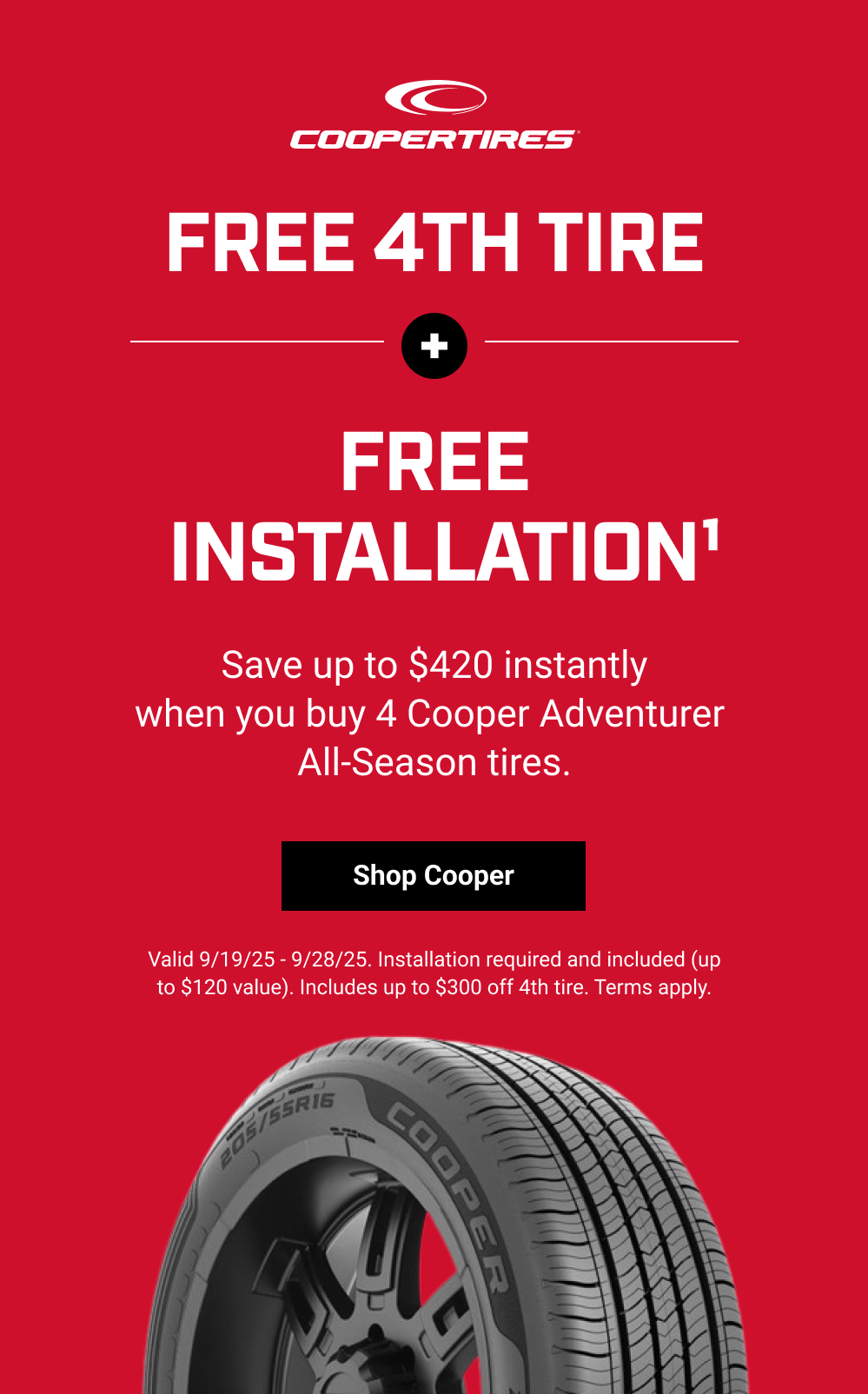 FREE 4TH TIRE + FREE INSTALLATION(1)