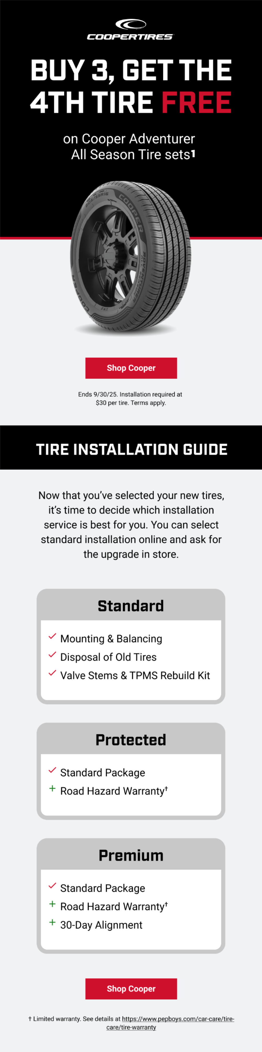BUY 3, GET THE 4TH TIRE FREE(1)