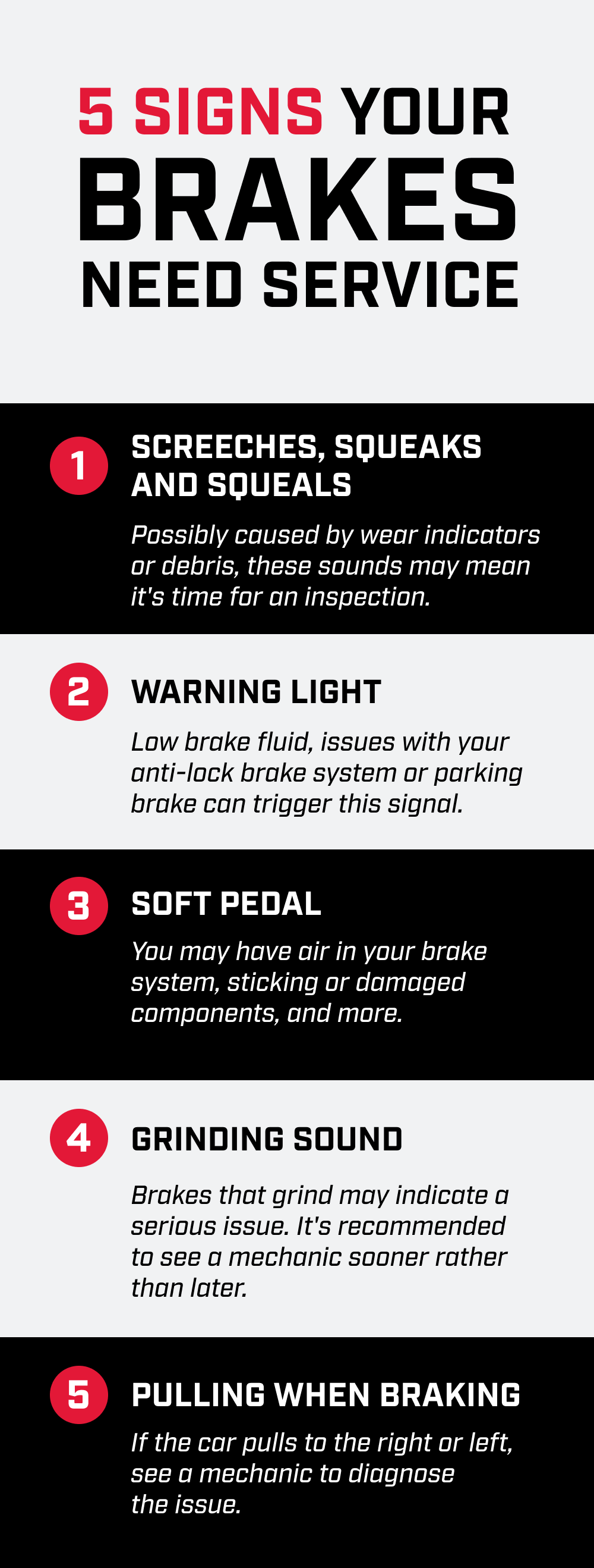 5 SIGNS YOUR BRAKES NEED SERVICE