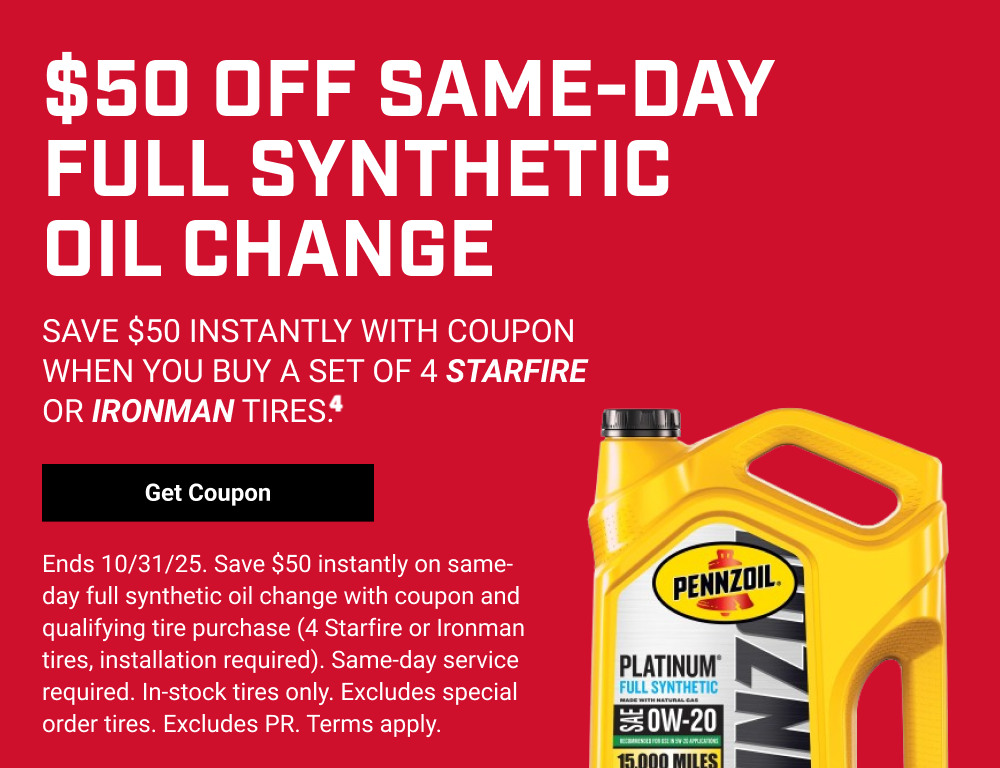 $50 OFF SAME-DAY FULL SYNTHETIC OIL CHANGE(4)