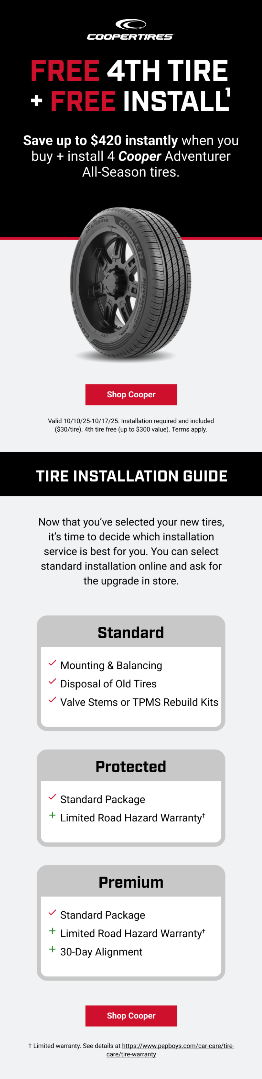FREE 4TH TIRE + FREE INSTALL(1)