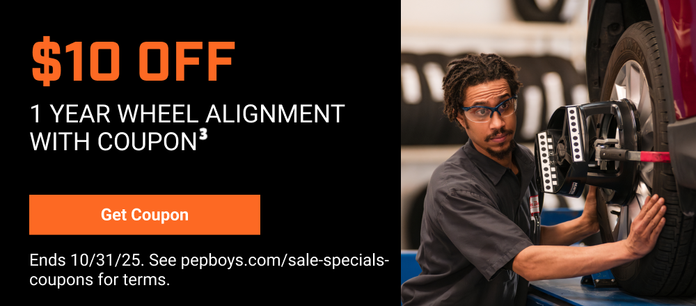 $10 OFF 1 YEAR WHEEL ALIGNMENT WITH COUPON(3)