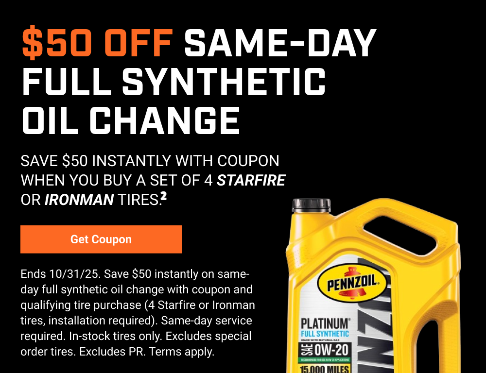 $50 OFF SAME-DAY FULL SYNTHETIC OIL CHANGE(2)
