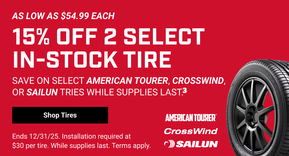 15% OFF 2 SELECT IN-STOCK TIRE(3)