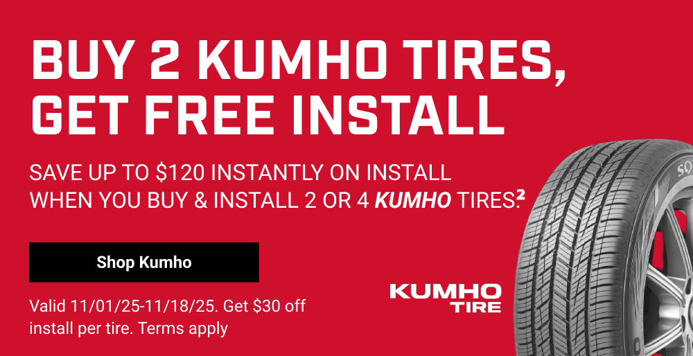 BUY 2 KUMHO TIRES, GET FREE INSTALL(2)