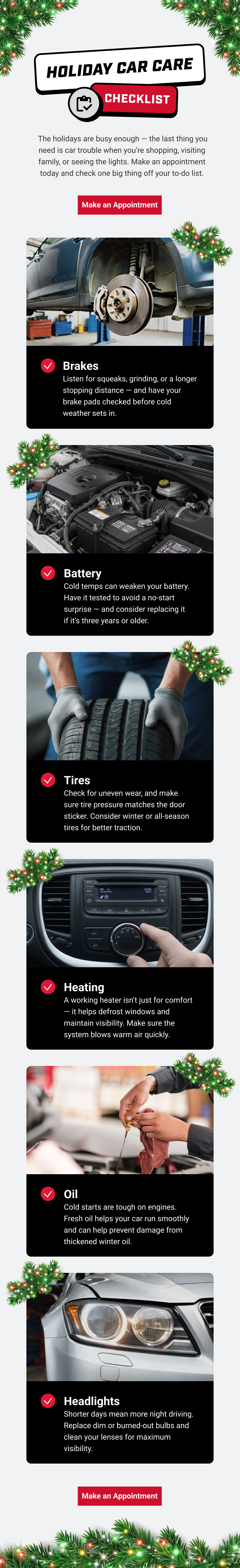 HOLIDAY CAR CARE CHECKLIST