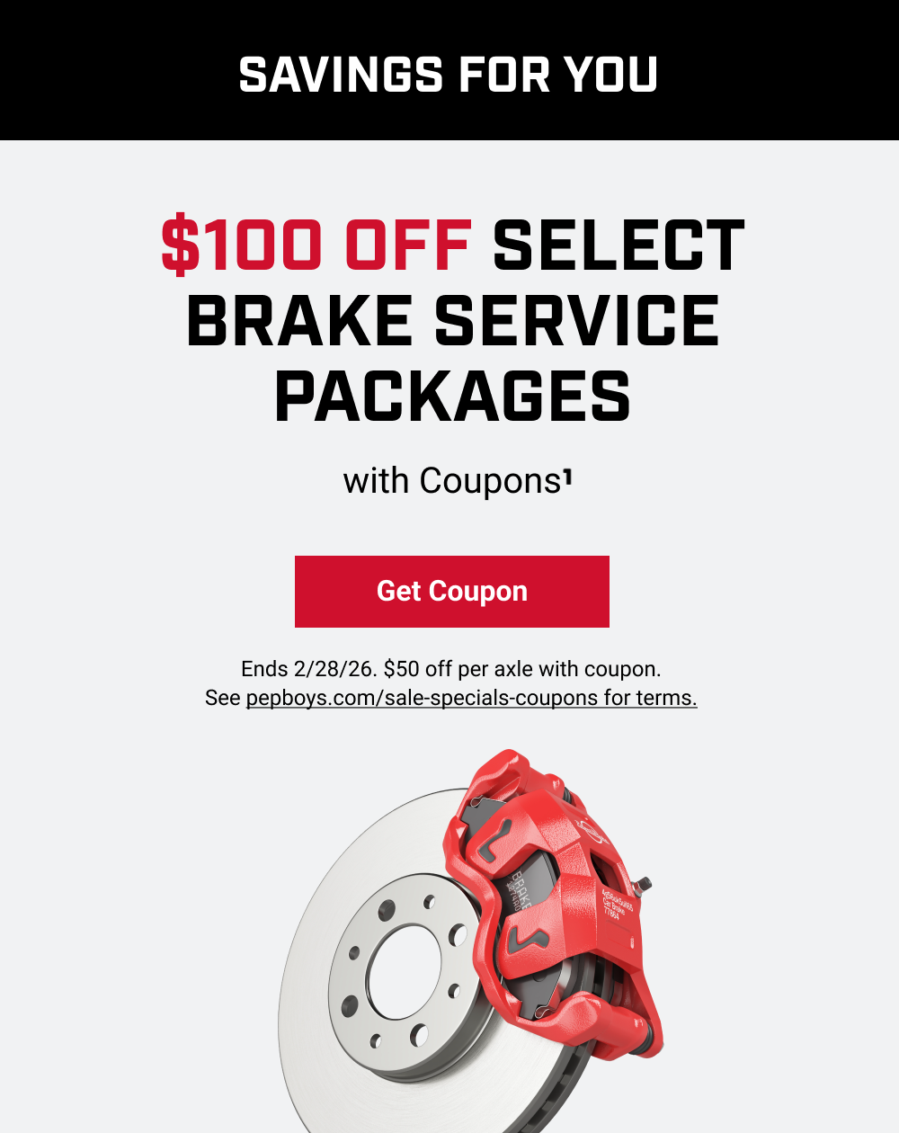 $100 OFF SELECT BRAKE SERVICE PACKAGES(1)