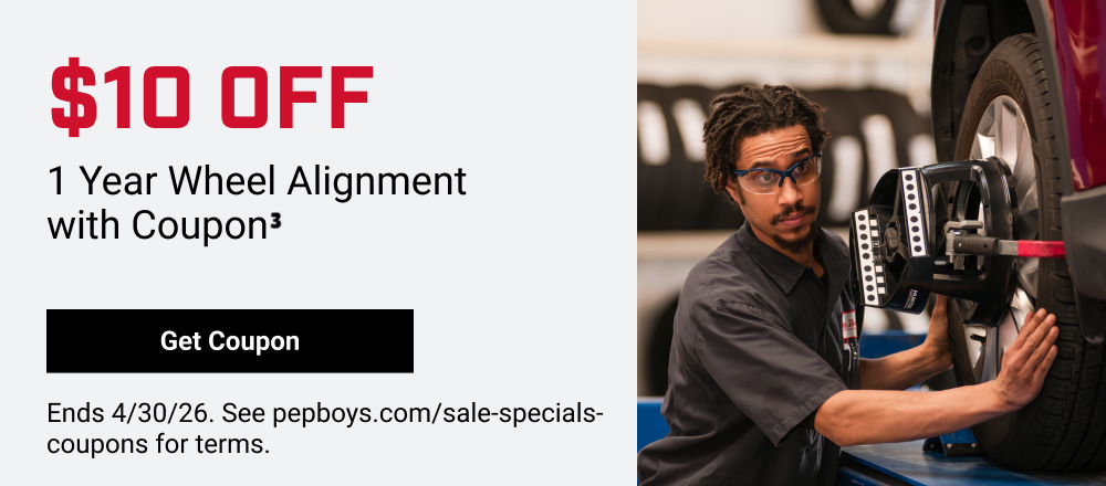 $10 OFF 1 YEAR WHEEL ALIGNMENT WITH COUPON(3)