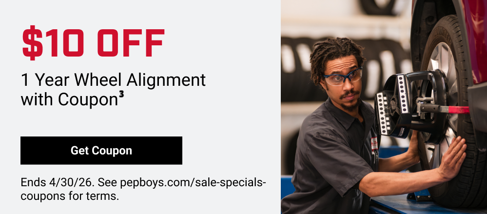 $10 OFF 1 YEAR WHEEL ALIGNMENT WITH COUPON(3)