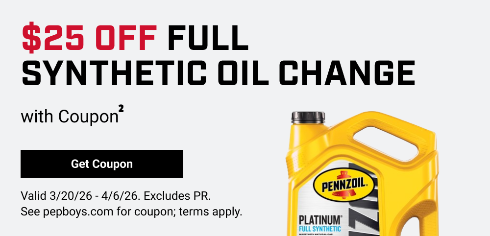 $25 OFF FULL SYNTHETIC OIL CHANGE WITH COUPON(2)