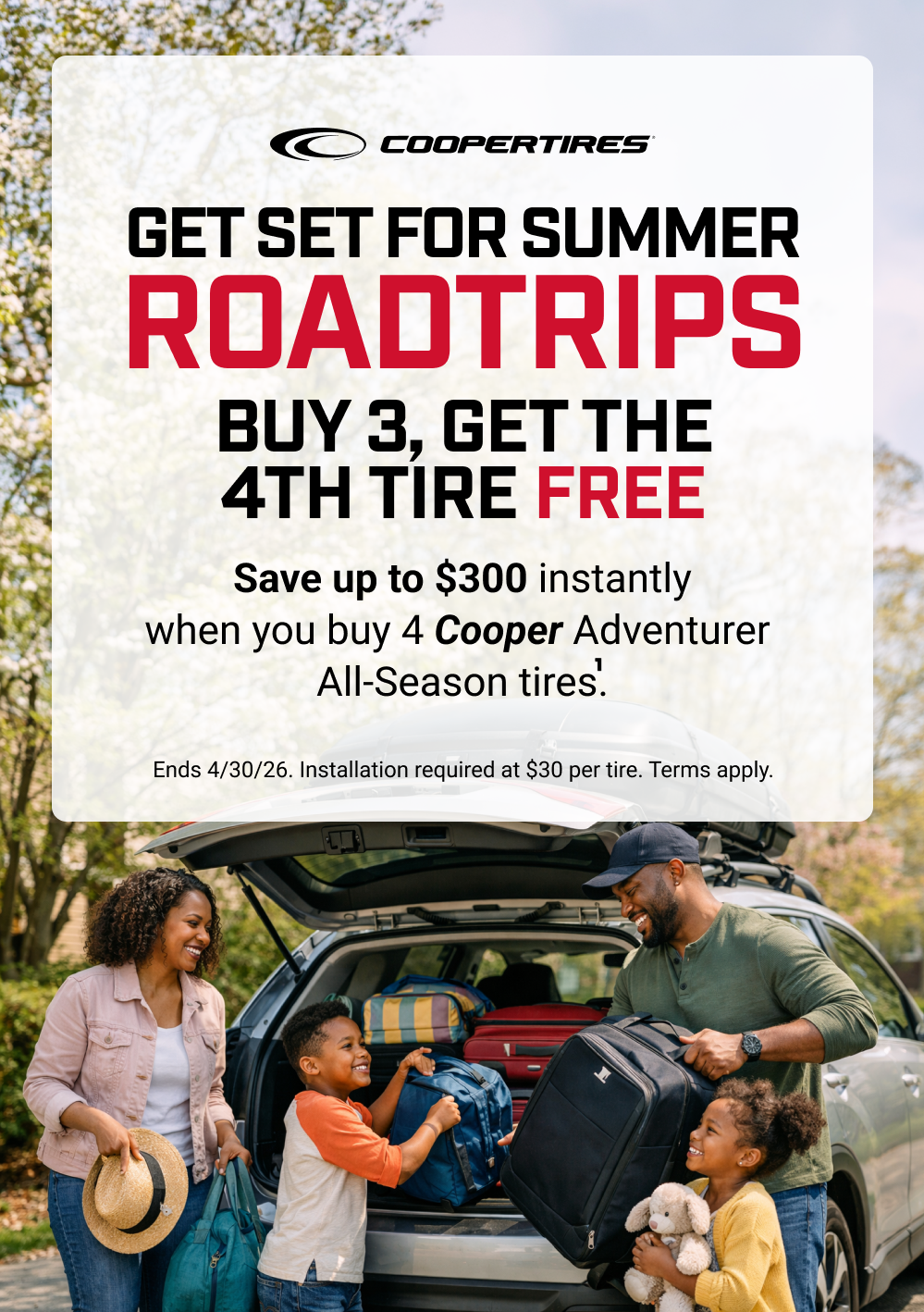 GET SET FOR SUMMER BUY 3, GET THE 4TH TIRE FREE(1)