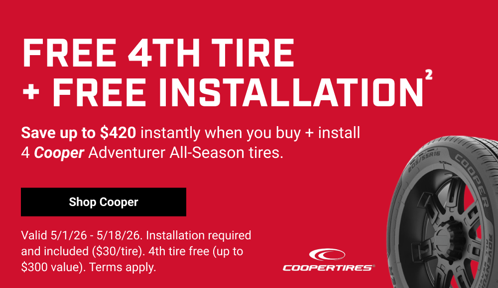 FREE 4TH TIRE + FREE INSTALLATION COOPER TIRES(2)