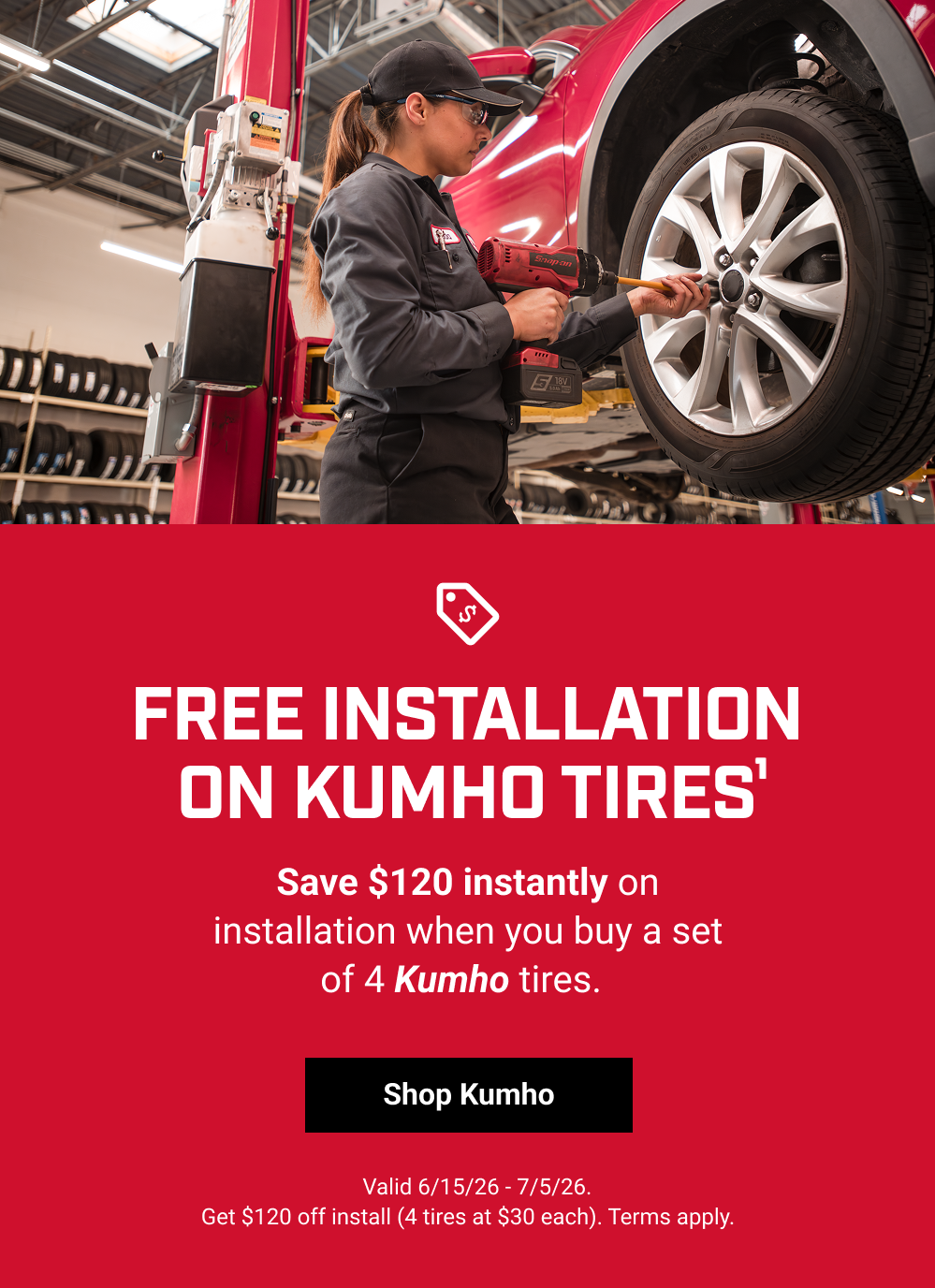 FREE INSTALLATION ON KUMHO TIRES(1)