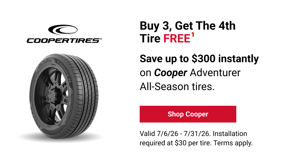 BUY 3, GET 4TH TIRE FREE(1)