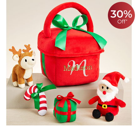 Playful Name Embroidered Plush Christmas Mini Playset