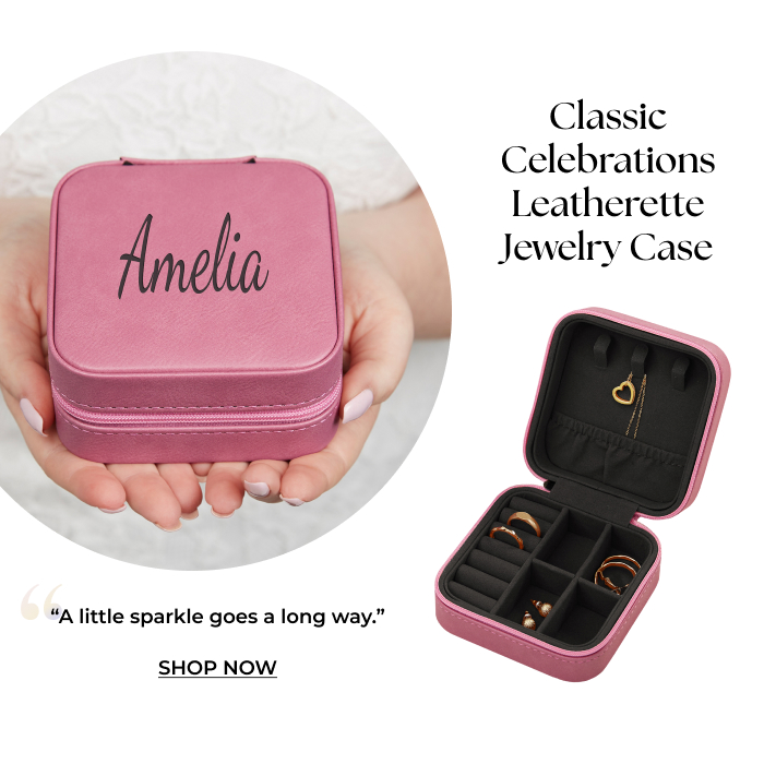 Personalization Mall Classic Celebrations Leatherette Jewelry Case