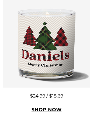 Plaid Christmas Tree Glass Candle