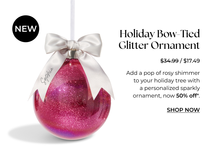 Holiday Bow-Tied Glitter Ornament