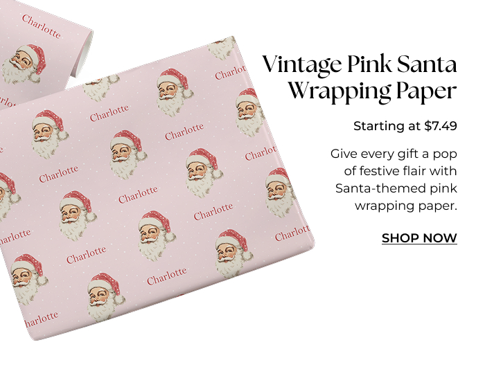 Vintage Pink Santa Wrapping Paper