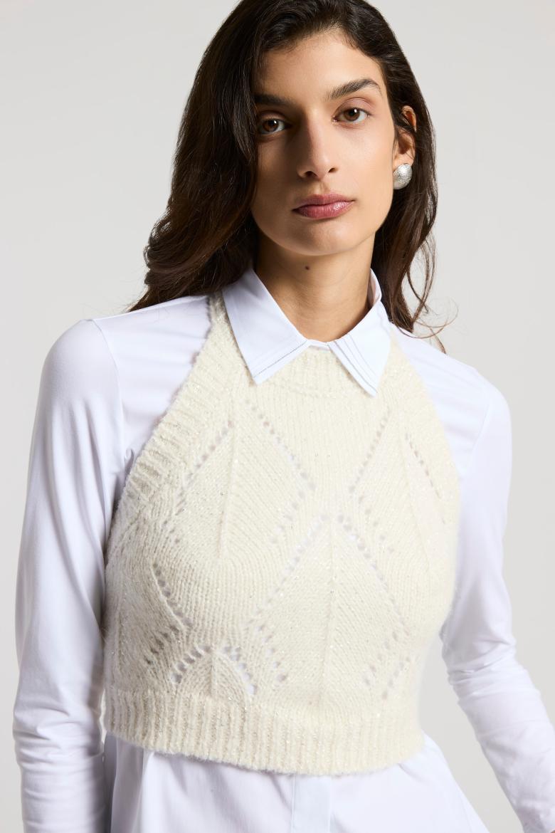 Alpaca, wool and cotton mouliné yarn top  