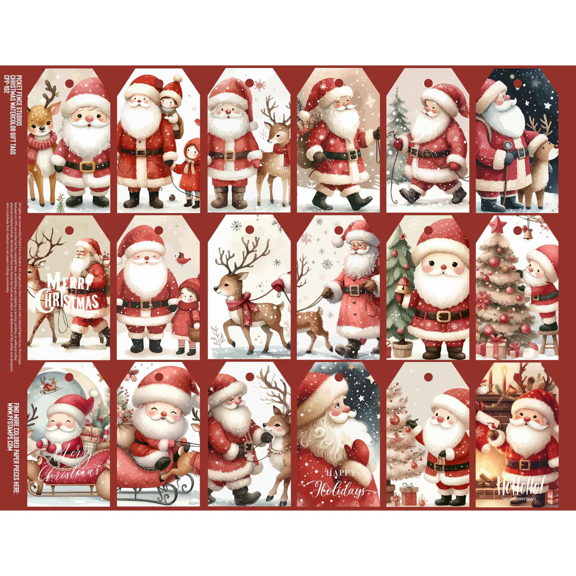 Colored Paper Pieces - Christmas Watercolor Tags - 40% Off