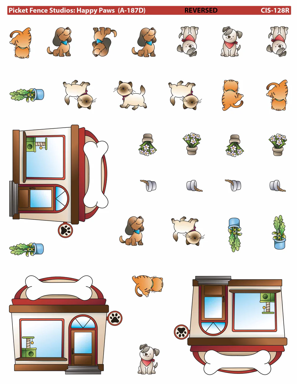 Colored Image Sheet: Happy Paws (Reversed Orientation)