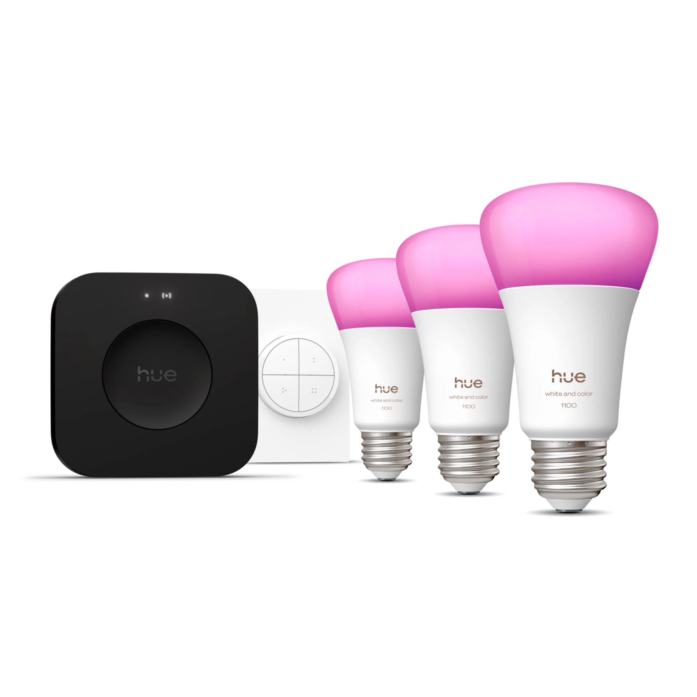 3 Pack white and color bulbs + Tap dial