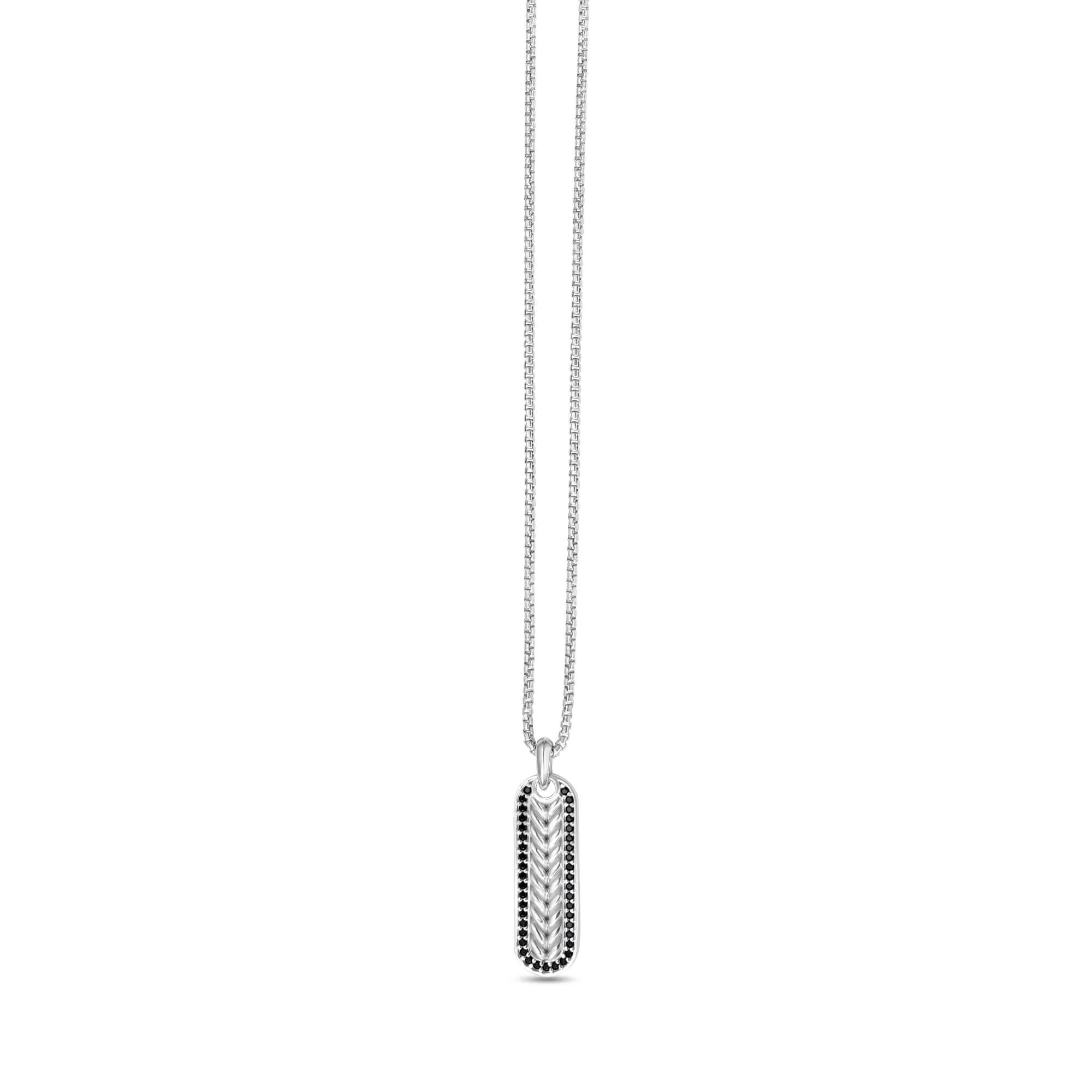 Image of Silver Men's Braided Long Tag Necklace