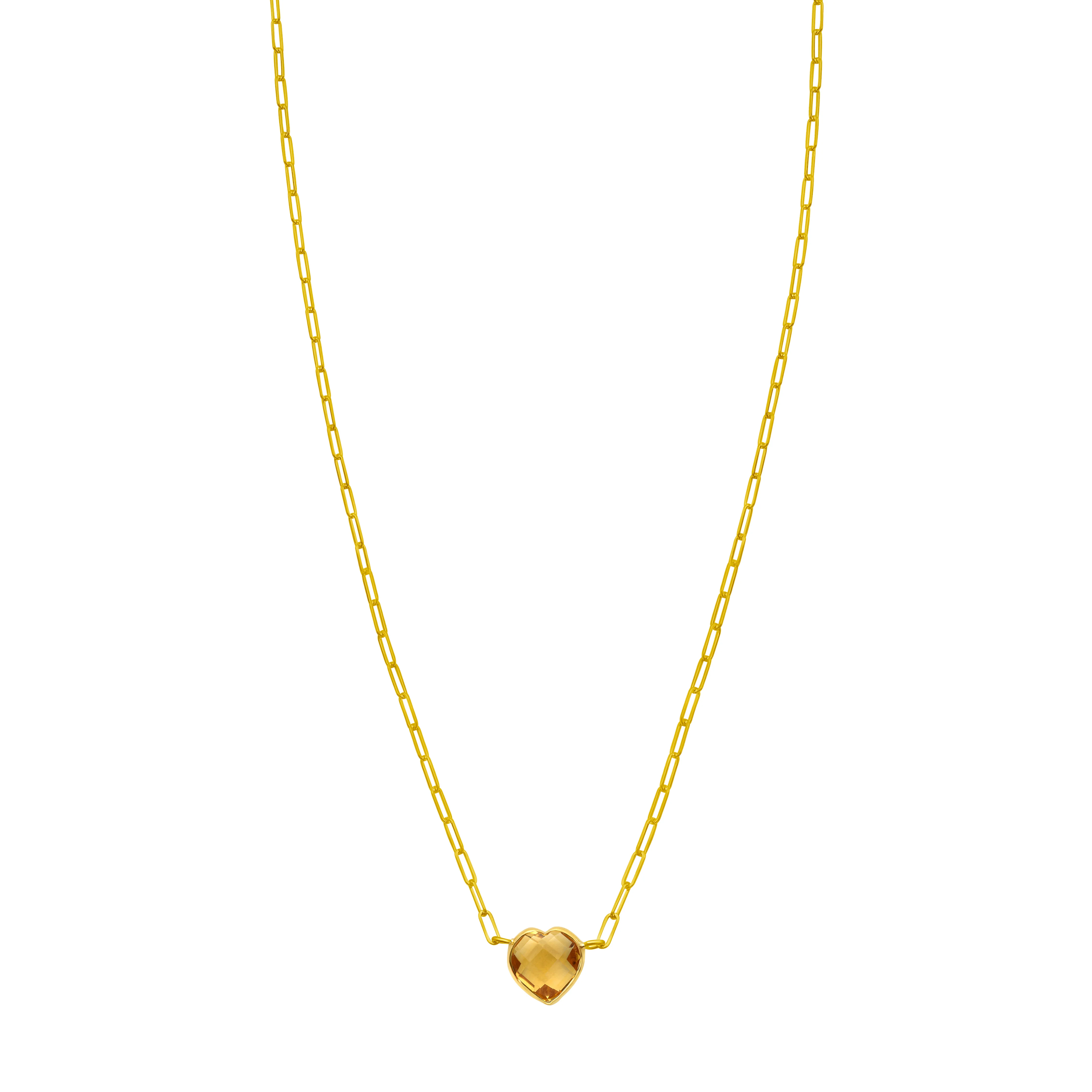 Image of 14K Gold Heart Citrine Necklace