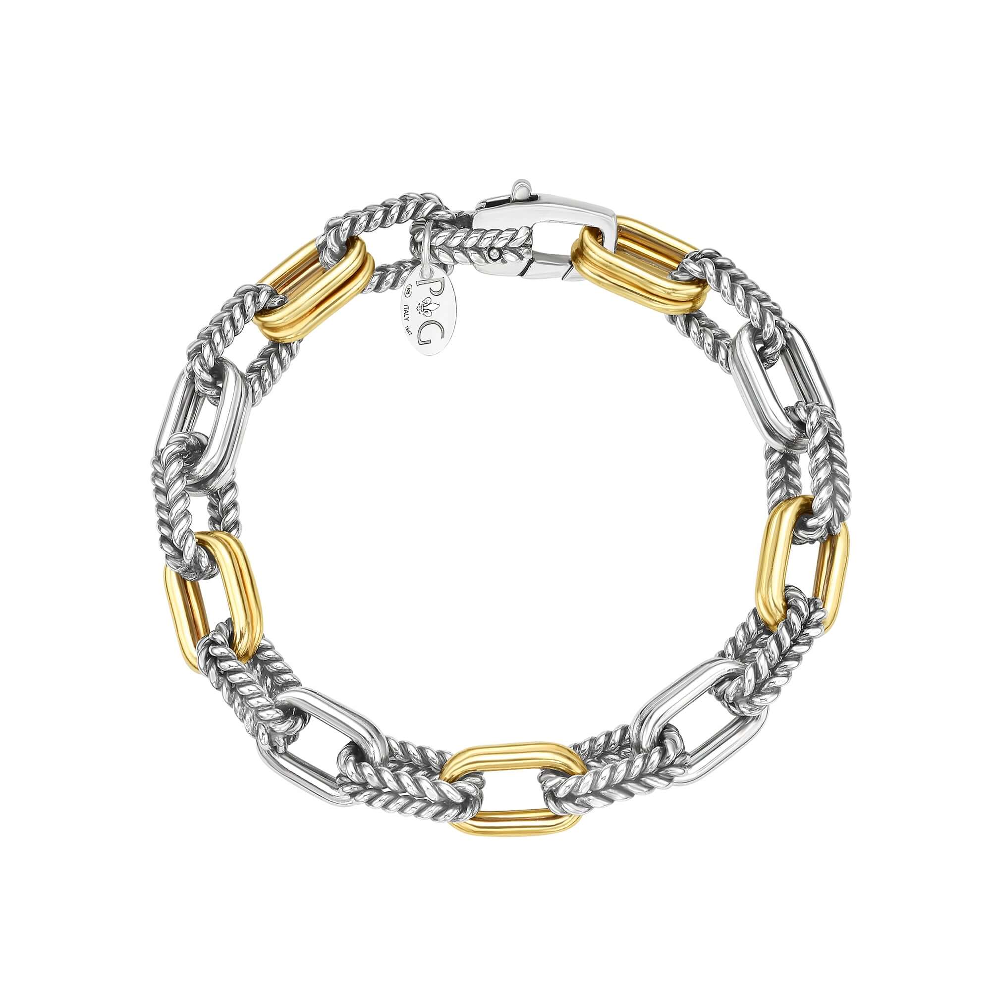 Image of Silver & 18K Gold Paperclip Double Link Bracelet