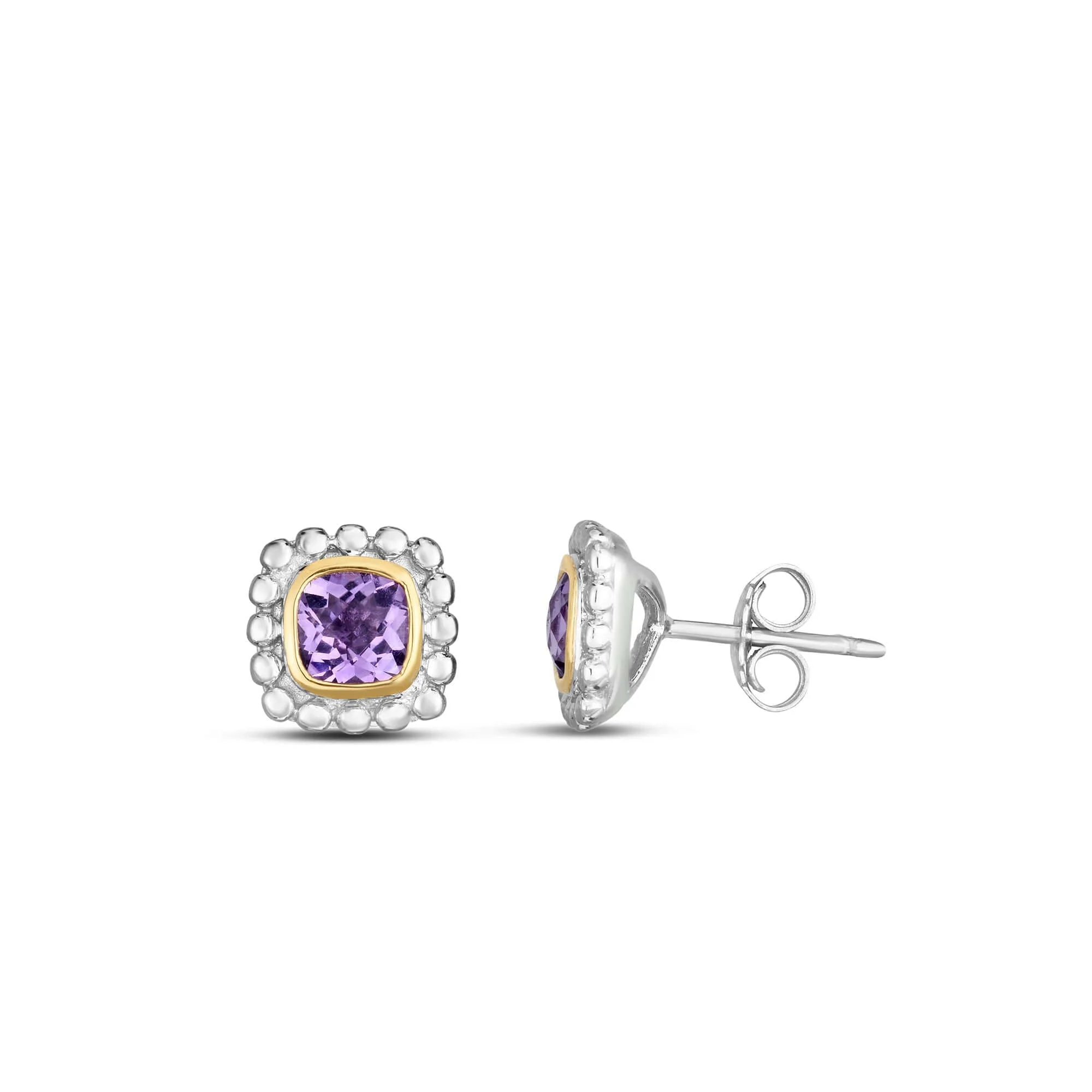 Image of Silver & 18K Gold Prosecco Quadra Amethyst Studs