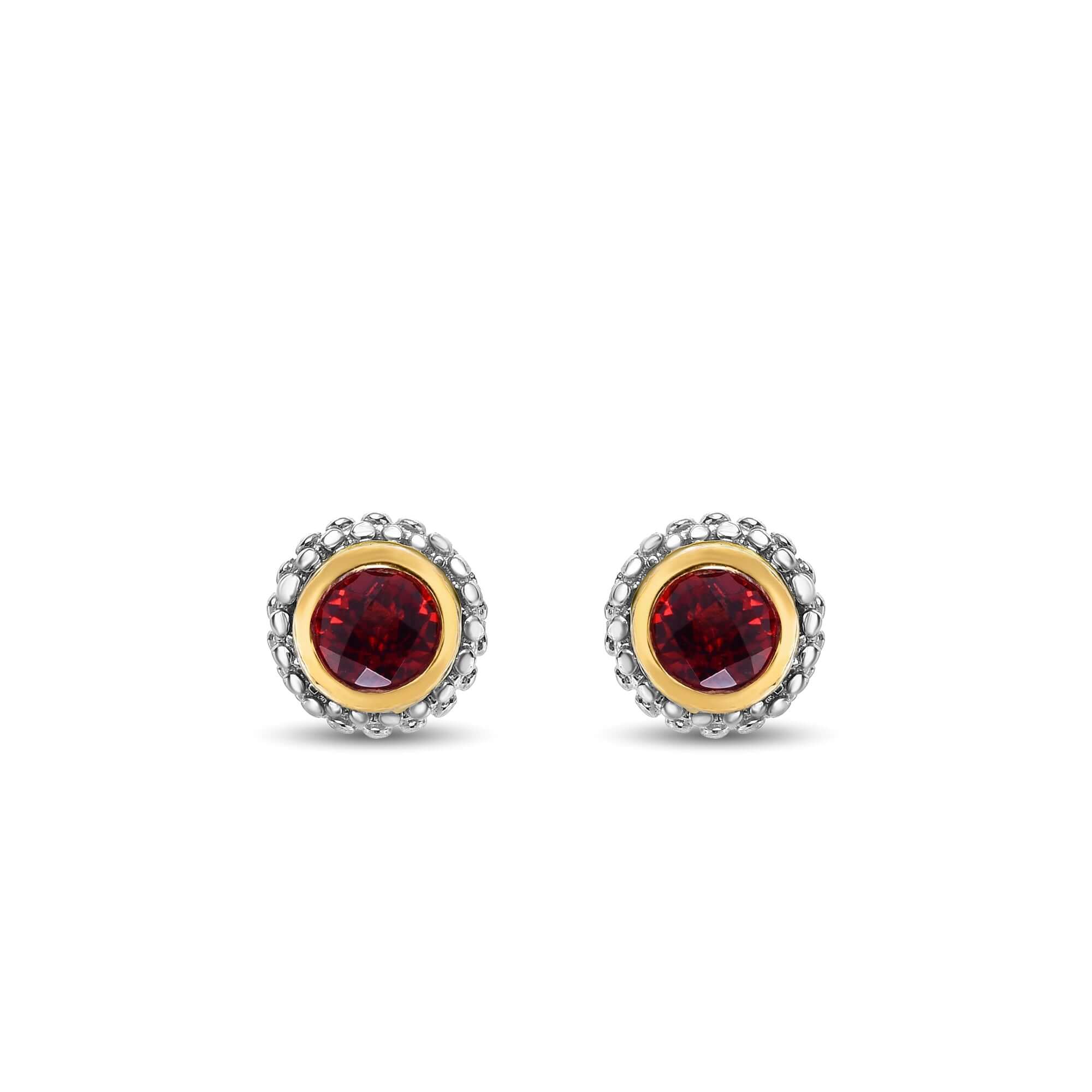 Image of Silver & 18K Gold Prosecco Garnet Stud Earrings
