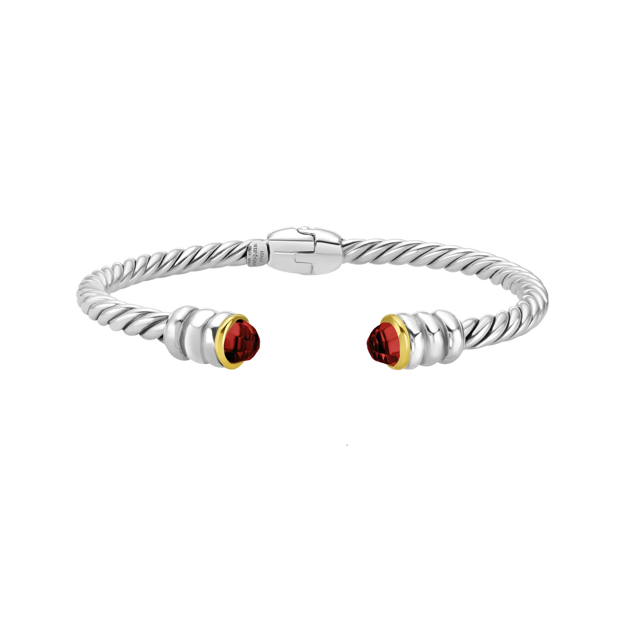 Image of Silver & 18K Garnet Cable Hinge Bangle