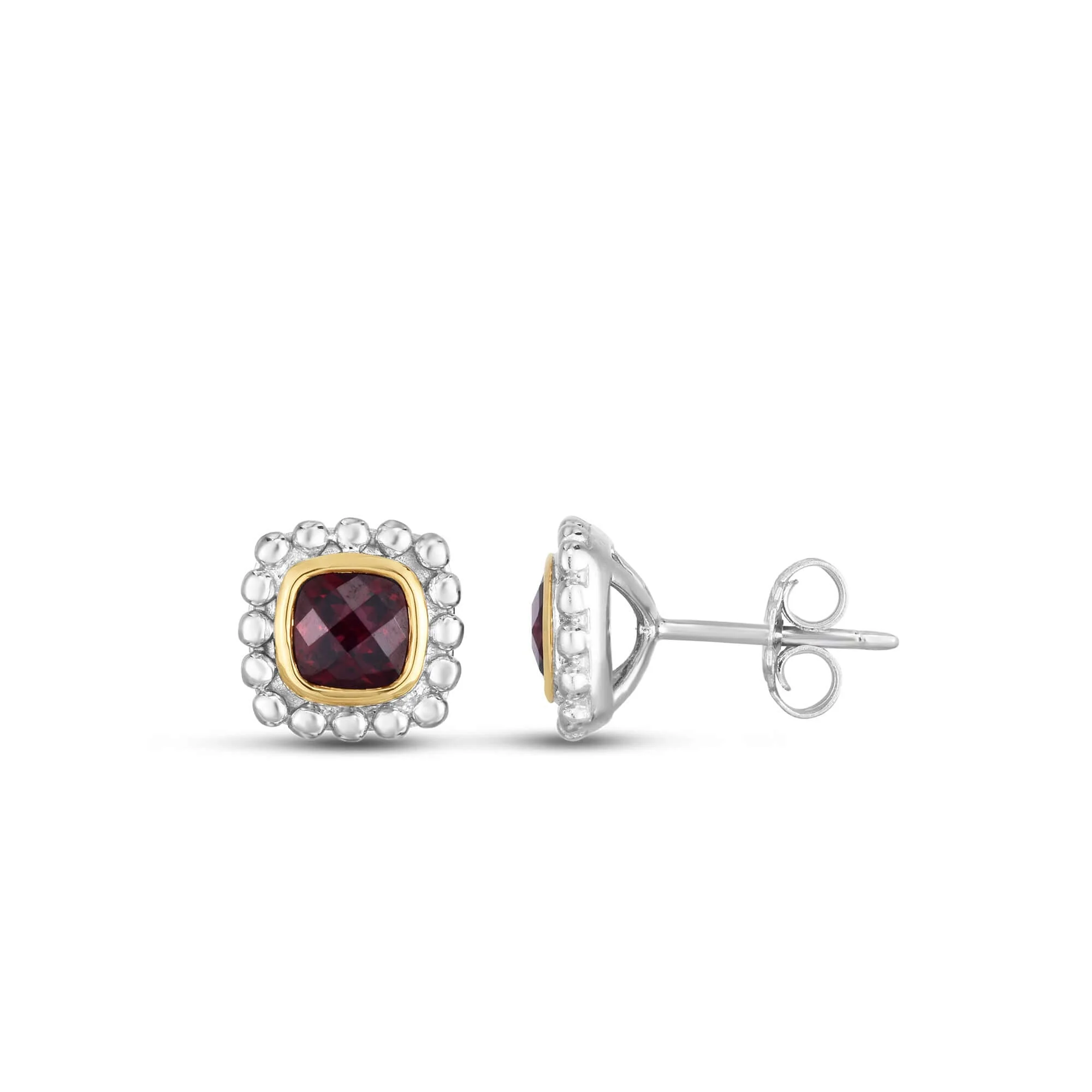 Image of Silver & 18K Gold Prosecco Quadra Garnet Studs