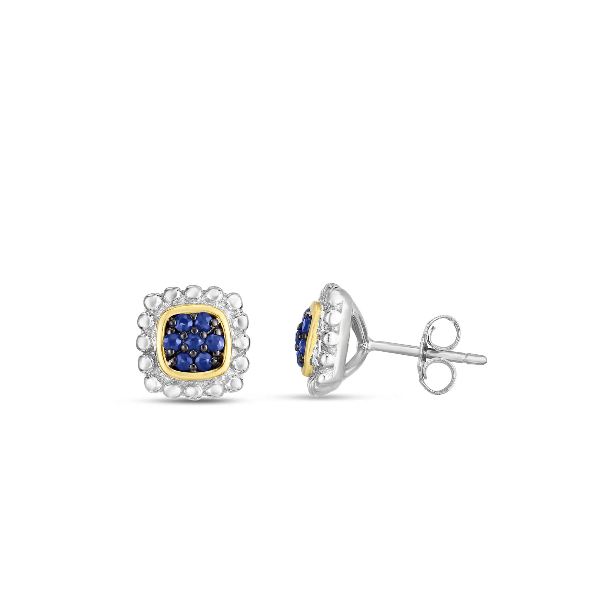 Image of Silver & 18K Gold Prosecco Quadra Sapphire Studs