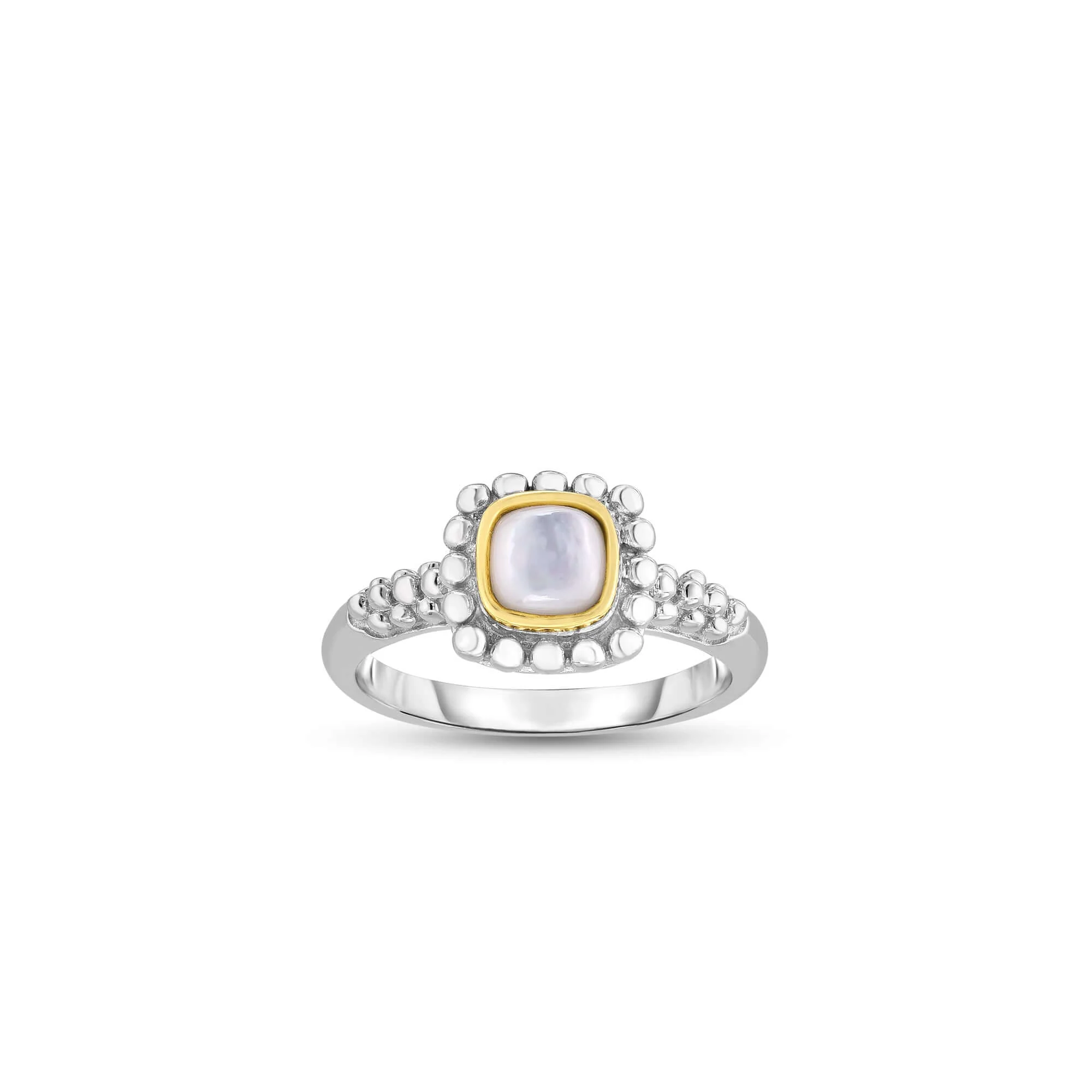 Image of Silver & 18K Gold Prosecco Quadra Mother of Pearl Ring