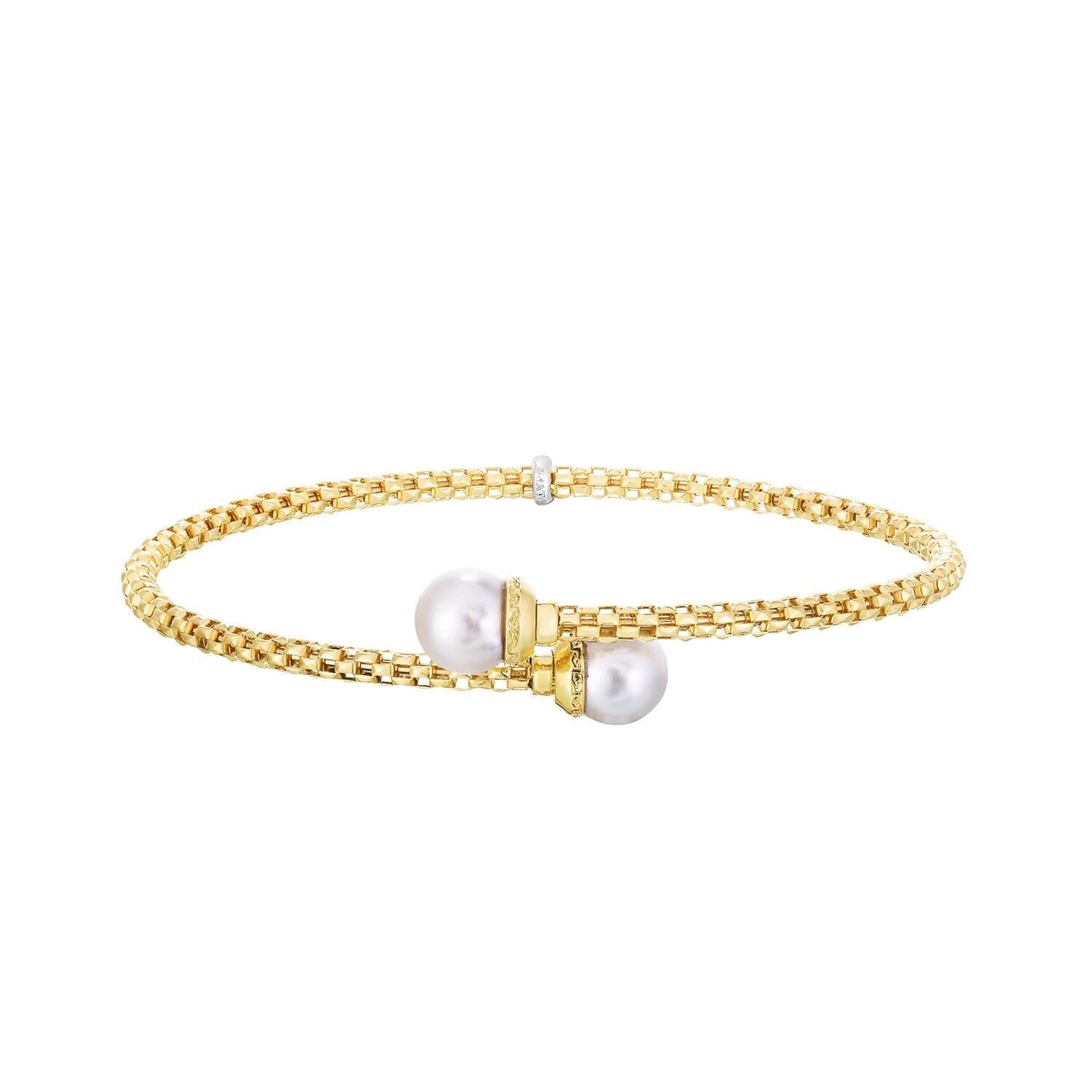 Image of 14K Gold Prosecco Pearl Petite Bypass Bangle