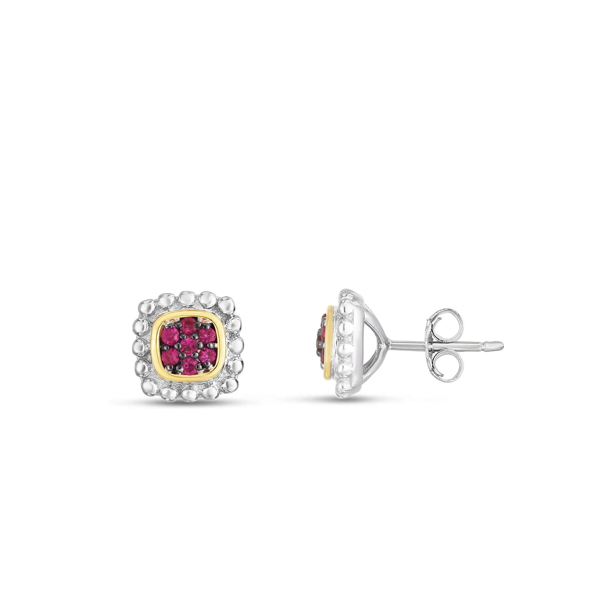 Image of Silver & 18K Gold Prosecco Quadra Ruby Studs