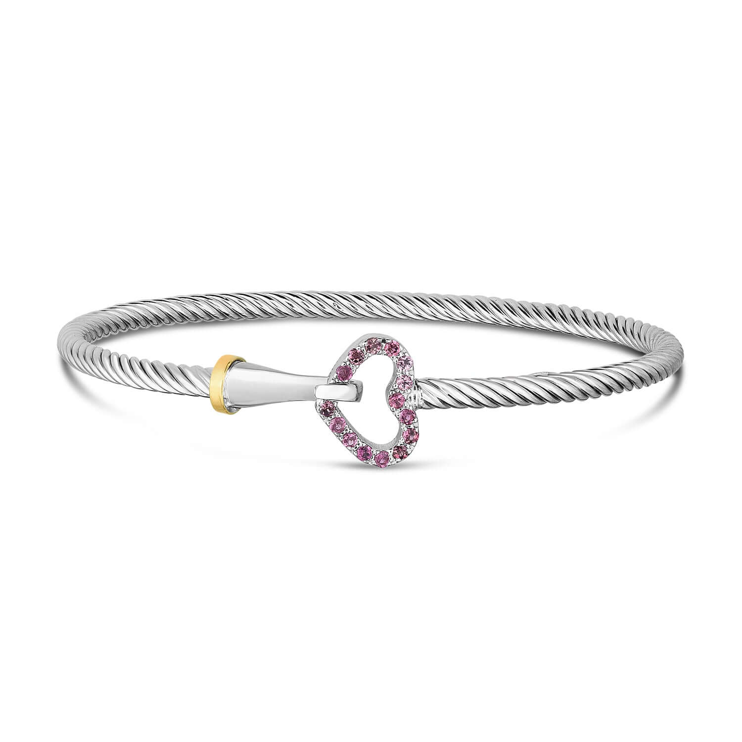 Image of Silver & 18K Gold Ruby Heart Bangle