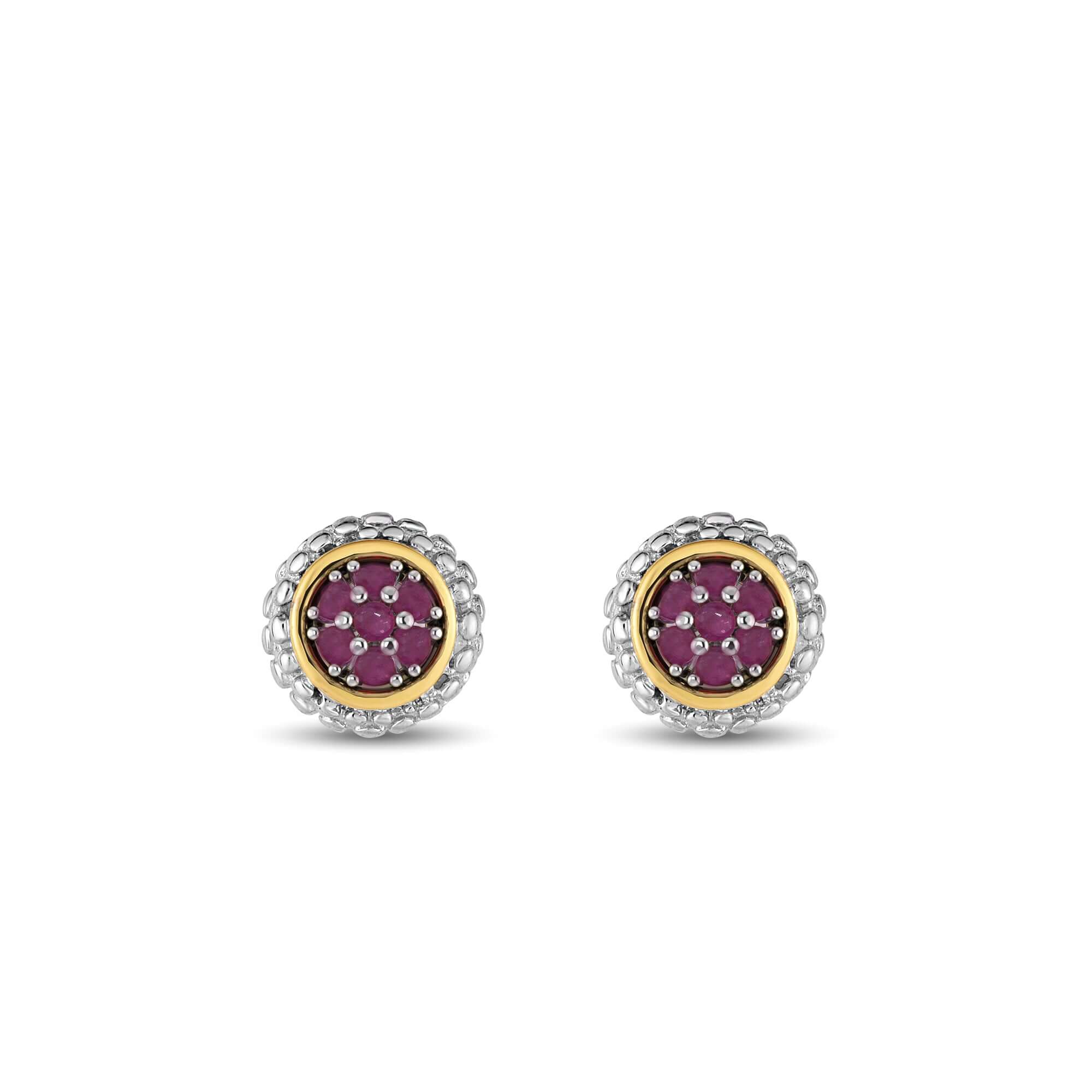 Image of Silver & 18K Gold Prosecco Ruby Stud Earrings