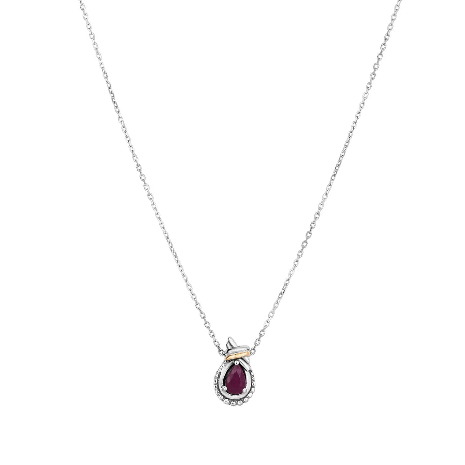 Image of Silver & 18K Gold Prosecco Love Knot Ruby Necklace