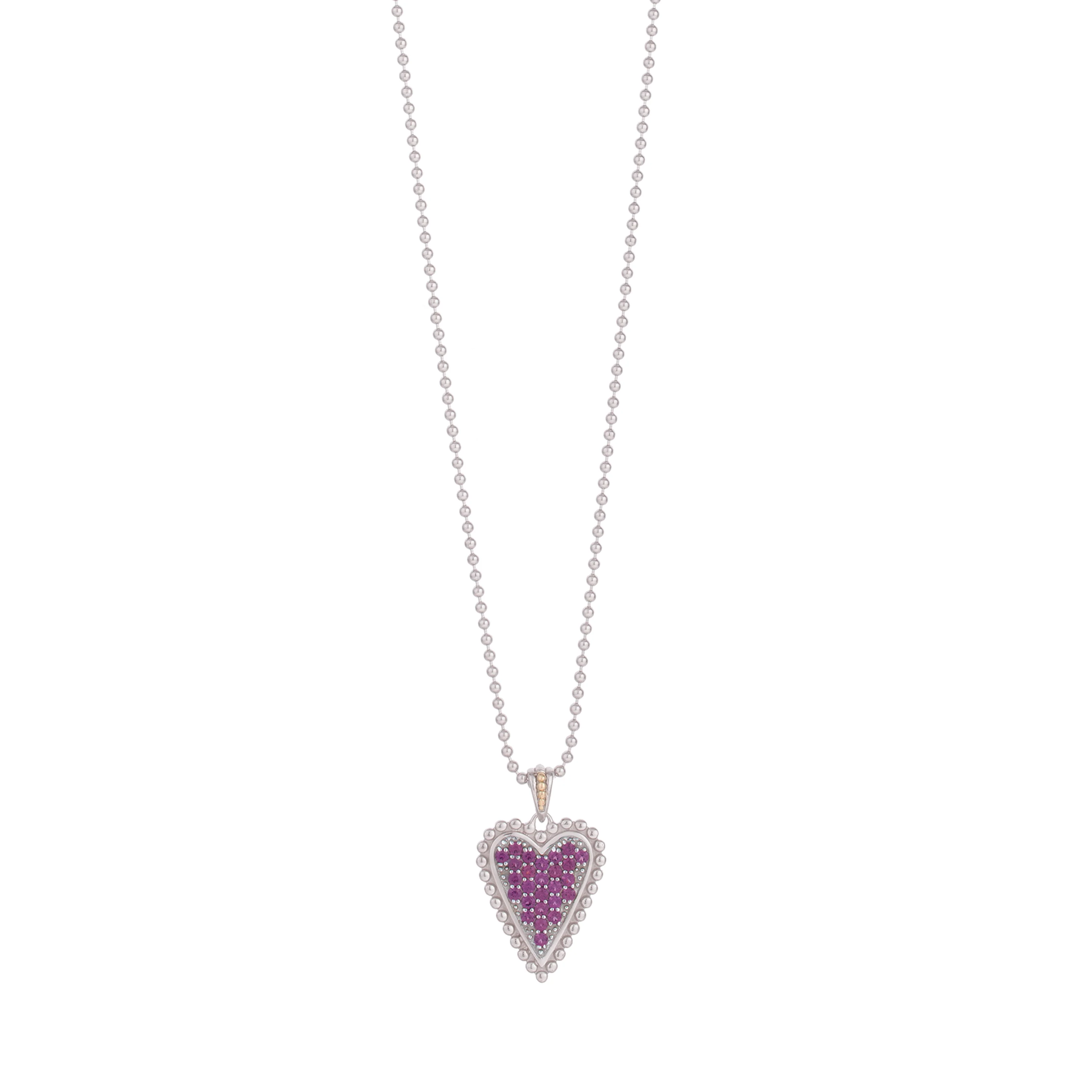 Image of Silver & 18K Prosecco Rhodolite Heart Pendant