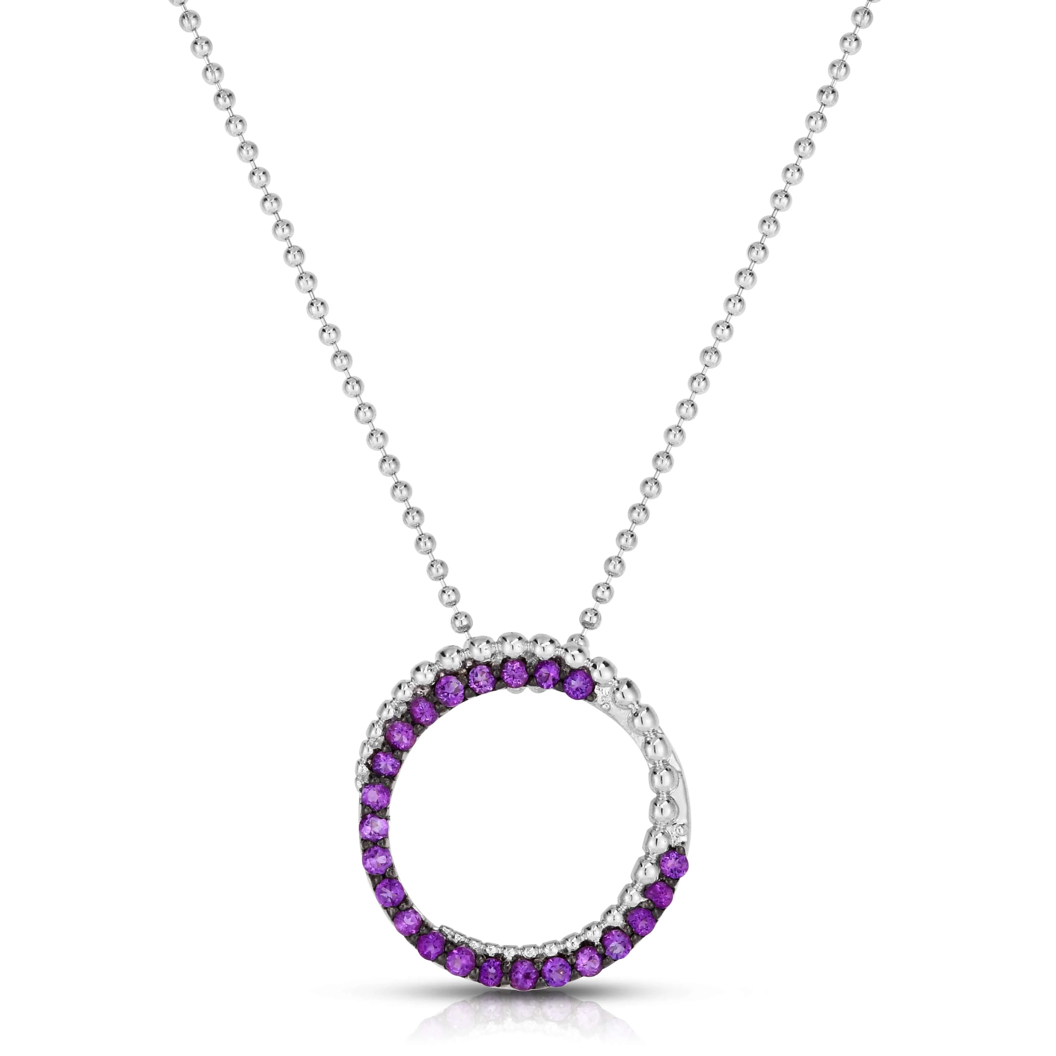 Image of Silver & Amethyst Prosecco Circle Pendant