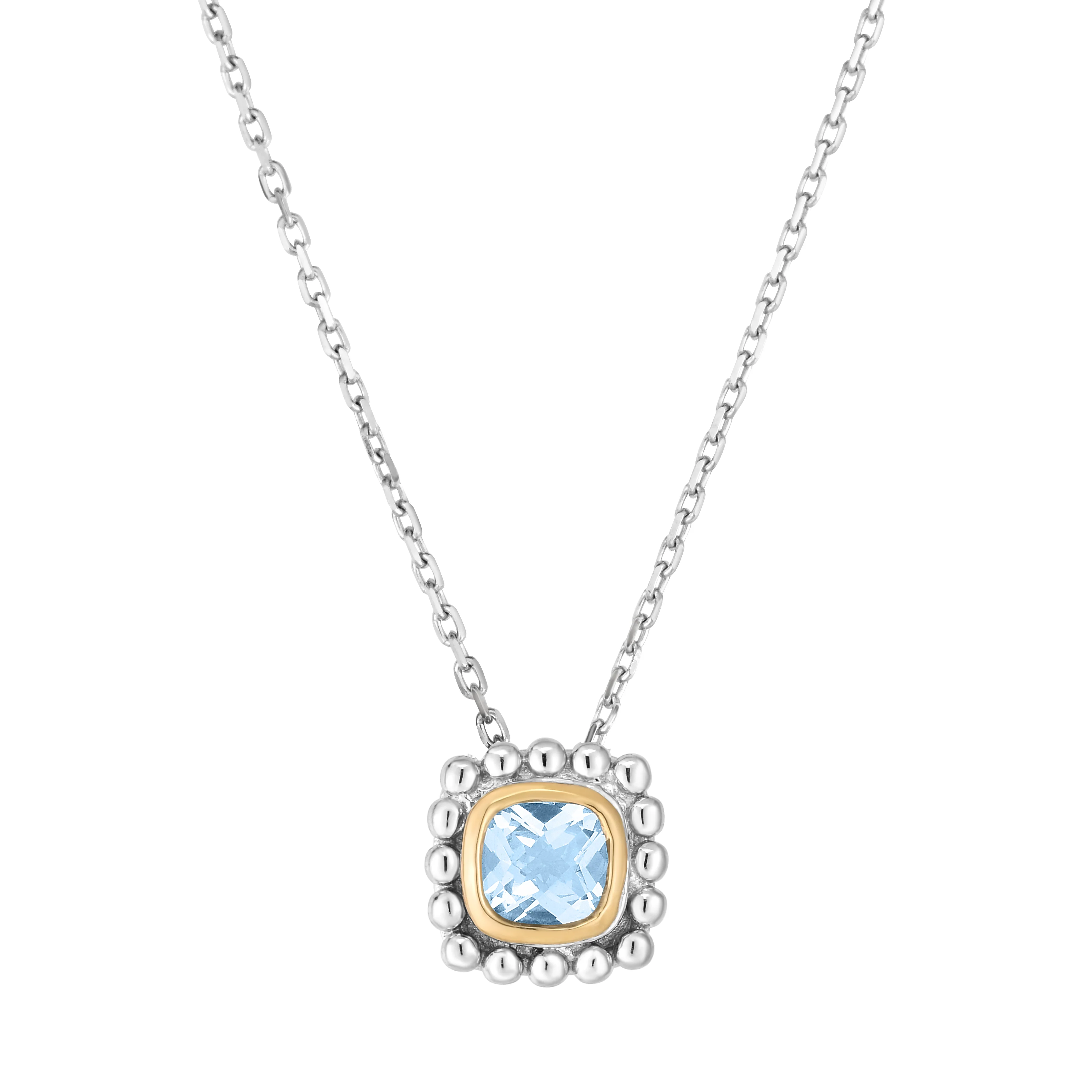 Image of Silver & 18K Gold Prosecco Quadra Aquamarine Pendant