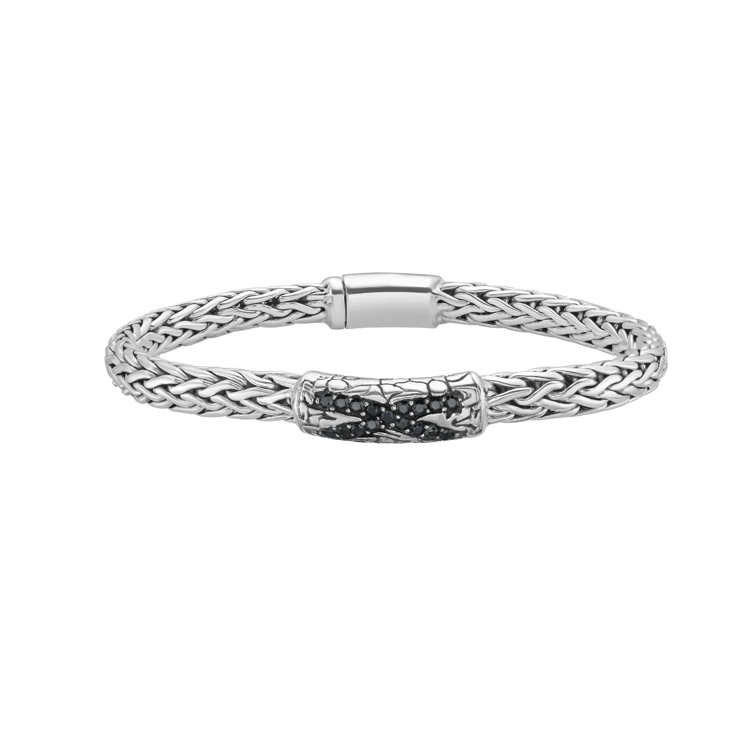 Image of Silver & Black Sapphire Woven X Bracelet